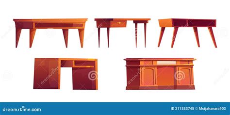 Mesas Vac As De Madera Para Trabajo Y Estudio Ilustraci N Del Vector