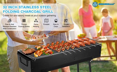 Amazon IRONWALLS Portable Charcoal Grill 32 Inch Black Folding