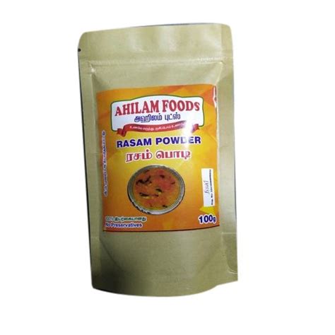 Ahilam Foods Rasam Powder Packaging Size 100 G Packaging Type