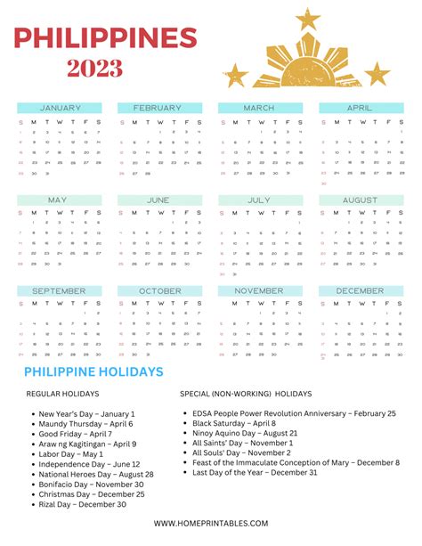 Holiday Calendar Philippines Proclamation Printable Calendar