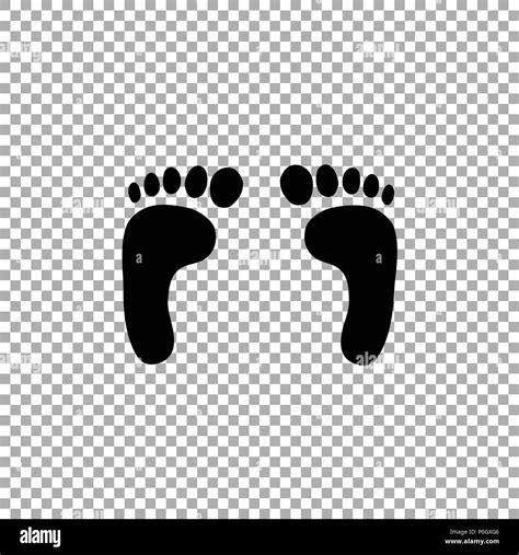 Black Silhouette Of Human Barefoot Footprint Isolated On Transparent