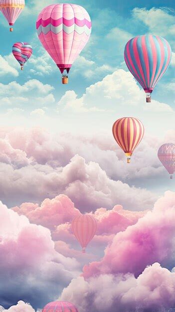 Premium Ai Image Whimsical Colorful Hot Air Balloons Rising Above The