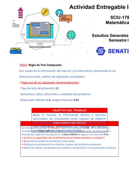 Entregable N 1 De Matematica TEMA Regla De Tres Compuesta Con Ayuda