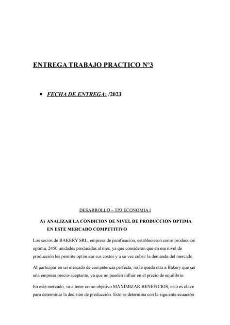 Tp Economia Tp Entrega Trabajo Practico N Fecha De Entrega