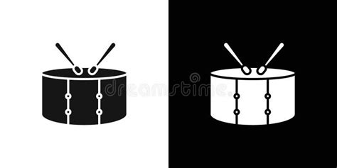 Snare Drum Icon Black Line Art Vector Logo Set Stock Illustration