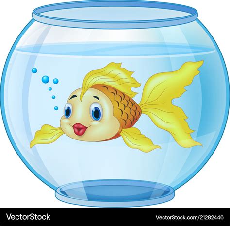 Cartoon Golden Fish In The Aquarium Royalty Free Vector