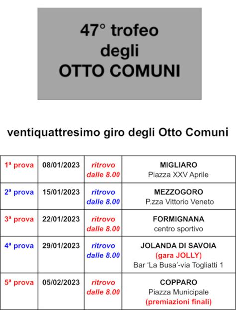 Altri Calendari Trofeo Degli Otto Comuni Anno