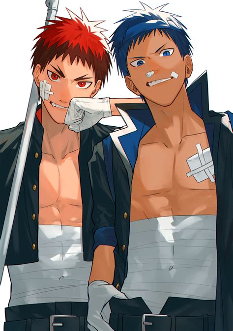 Safebooru 2boys Abs Absurdres Aged Down Aomine Daiki Bandage On Face Bandages Bandaid Bandaid