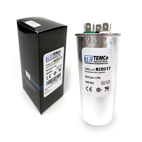 Temco 45 5 Uf Mfd 440 Vac Volts Round Dual Run Capacitor 50 60 Hz Ac Electric Lot 1 Amazon