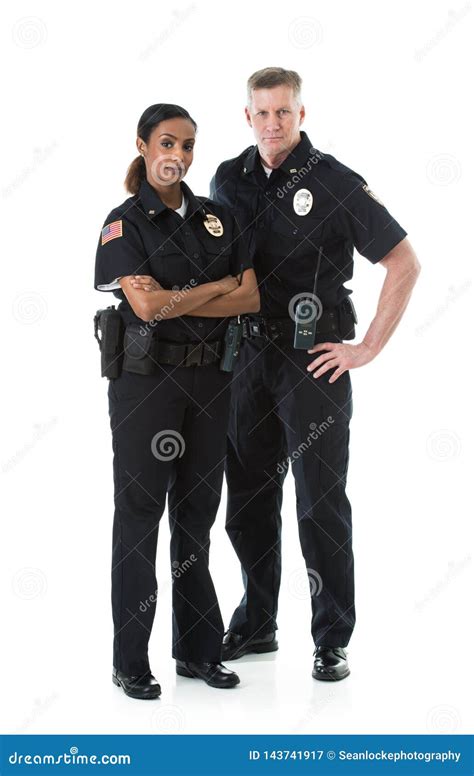 Police Two Serious Officers Stand Together Stock Image Image Of