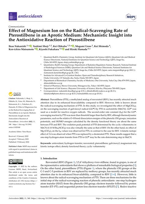 PDF Effect Of Magnesium Ion On The Radical Scavenging Rate Of