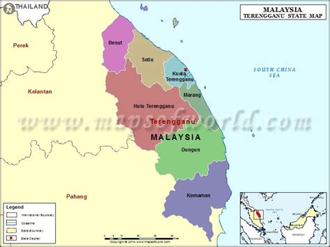 Terengganu Map, Map of Terengganu State, Malaysia