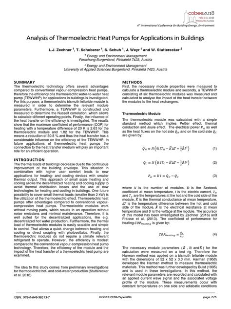 Analysis of Thermoelectric Heat Pumps - COP Charts | PDF | Heat | Heat Transfer