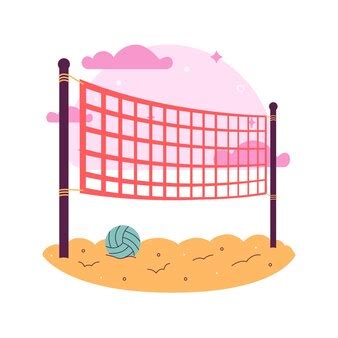 Volleyball and Court Badge Illustration Stock Vector by - Clip Art Library