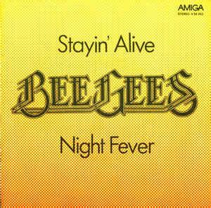 Bee Gees Stayin Alive Night Fever 1980 Dark Red Labels Vinyl