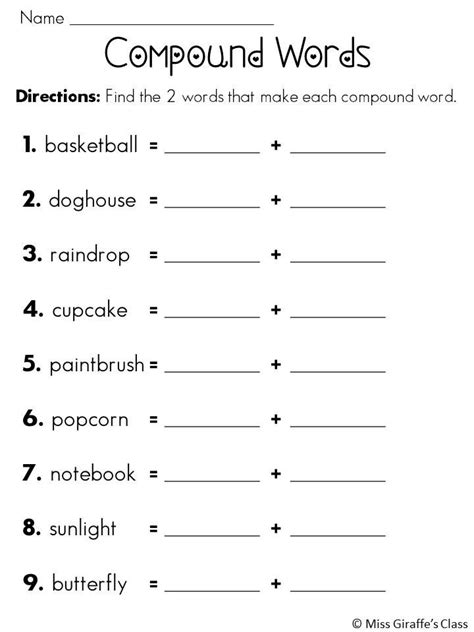 Compound Words With Pictures For Grade 3