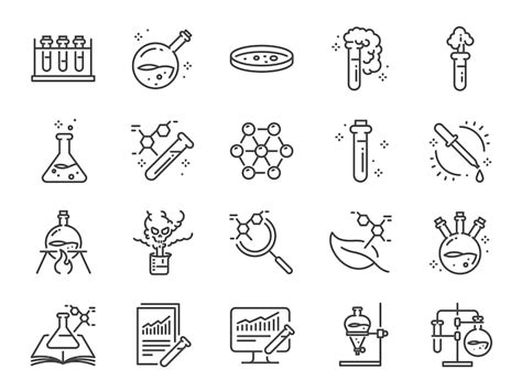 Conjunto De Iconos De Laboratorio De Química Vector Premium