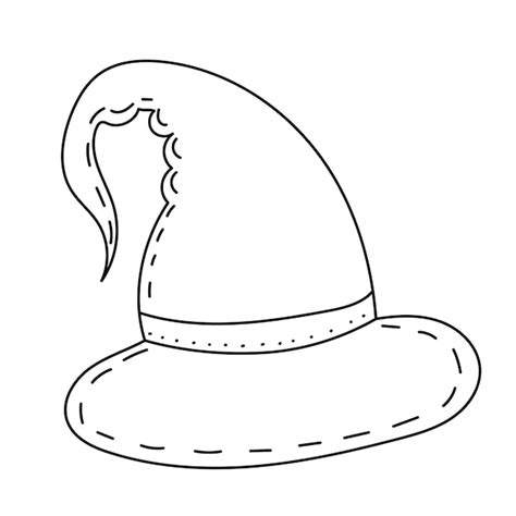 Premium Vector Witch Hat Doodle Outline Sketch On White Background