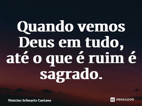 Quando vemos Deus em tudo até o que Vinicius Schuartz Caetano