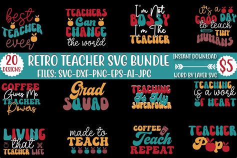 Retro Teacher Svg Bundle Bundle · Creative Fabrica