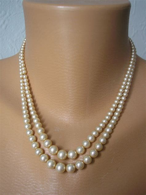 Rosita Vintage Pearl Necklace 2 Strand Pearls Cream Pearl Etsy Uk