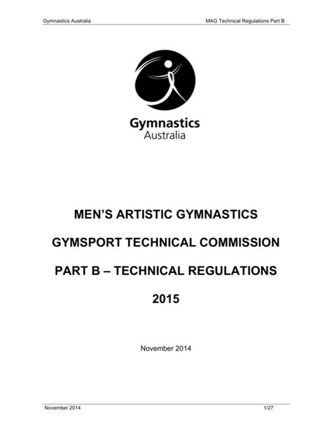 Mens Artistic Gymnastics Technical Regulations