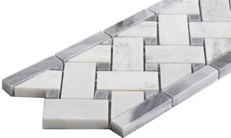 Carrara Venato Honed Basketweave Bardiglio Marble Border