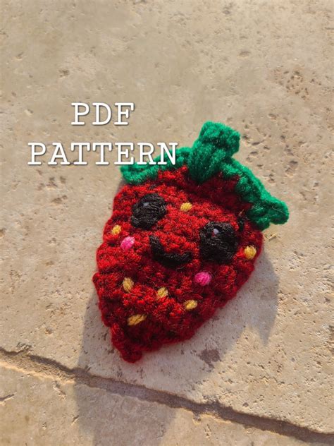 Crochet Strawberry Applique Pattern Instant Pdf Download Etsy