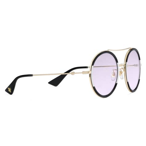 Gucci Round Frame Metal Sunglasses Black And Ivory Gucci Eyewear Avvenice