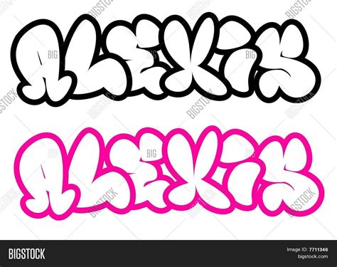 The Name Alexis In Graffiti Style Funny Bubble Fonts Stock Photo