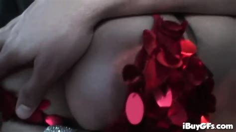 Stripteasing Busty Babe Gets Her Tits Out