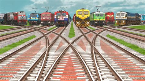 Indian Loco Run At Curved Bumpy Branched Railroad Tracks Steam