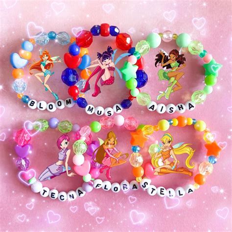 Winx Club Y2k Beaded Bracelets Bloom Aisha Musa Stella Flora Tecna