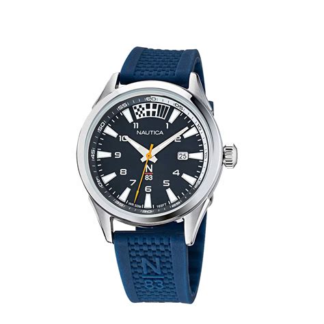 Reloj N83 Náutica para caballero carátula negra correa azul Regala