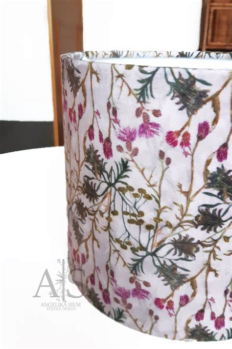 Floral Velvet Lampshade Handmade Lampshade Navy Velvet Lampshade Velvet Lampshade Navy Drum