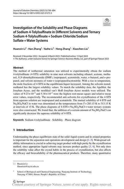 Investigation Of The Solubility And Phase Diagrams Of Sodium 4