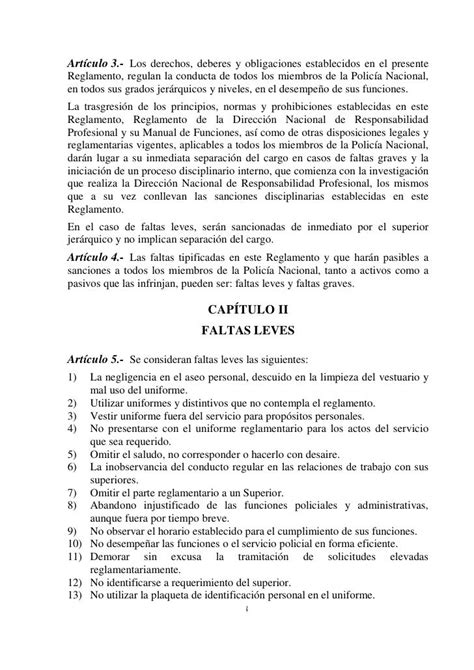 Reglamento De Faltas Disciplinarias Y Sus Sanciones De La Policía Bol