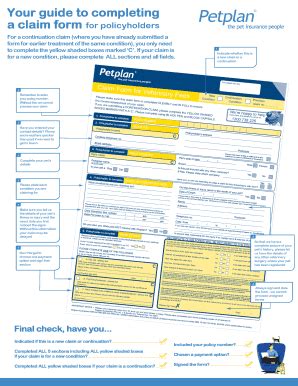 Fillable Online Petplan Claim Form Guidelines Petplan Petplan