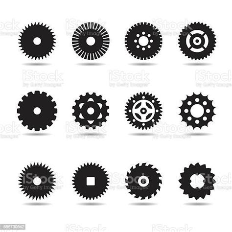 기어 세트 벡터 일러스트레이션 검은색에 대한 스톡 벡터 아트 및 기타 이미지 검은색 구도 기계 부분 Istock