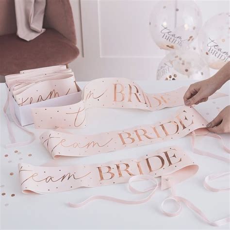 Team Bride Sashes Pink And Rose Gold Hen Do Party Sashes Etsy Uk