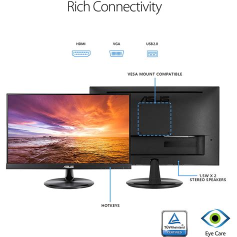 Monitor Asus 21 5 Vt229h 10 Puntos Tactiles Hdmi Vga Ips Full Hd 1080p 60hz Dd Tech