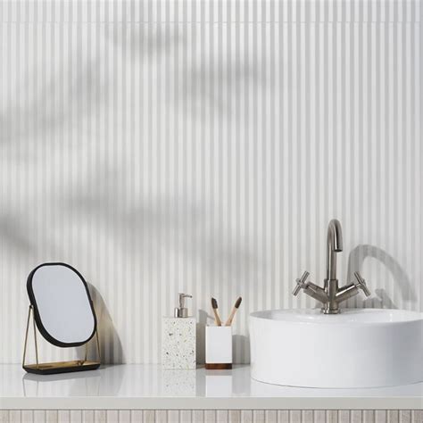 Mod White X D Fluted Matte Ceramic Tile Ceramic Wall Tiles