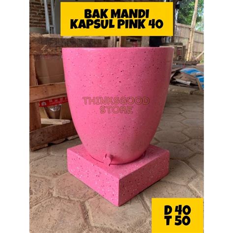 Jual Bak Mandi Gentong Air Minimalis Model Teraso Capsul Pink Type