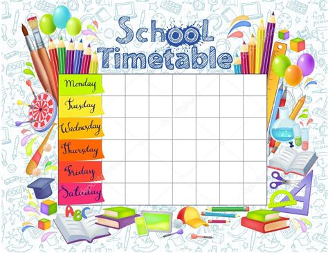 Template School Timetable Stock Vector By ©ola Ola 119453382