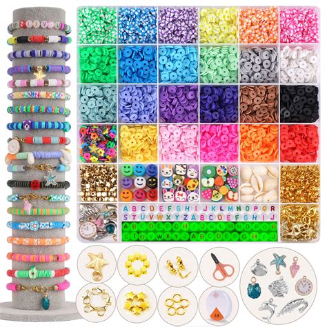 FZIIVQU 6100 Pcs Clay Beads Bracelet Making Kit 24 Colors Flat Clay