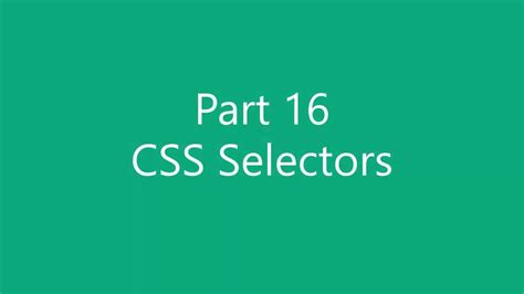 Part Css Selectors Youtube