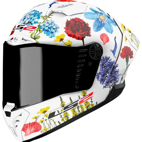 Casque FF805 THUNDER CARBON GP AERO FLOWERS LS2 Blanc Fleurs MOTO