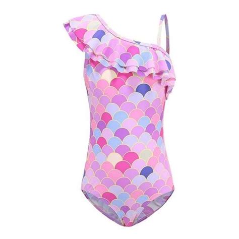Maillot de Bain Fille Sirène Bikini Body de Bain sans Manches Culotte de Bain Plage Natation