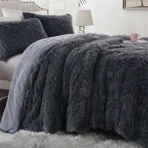 Hombys Oversized King Faux Fur Fluffy Comforter Set X Piece