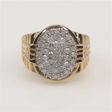 Kt Gold Diamond Signet Ring Property Room